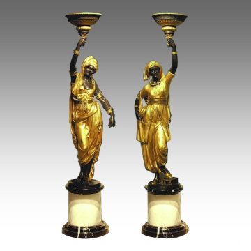 Estatua de candelero árabe Lady Candlestick Bronce Escultura TPE-120 y 121 / 120L y 121L